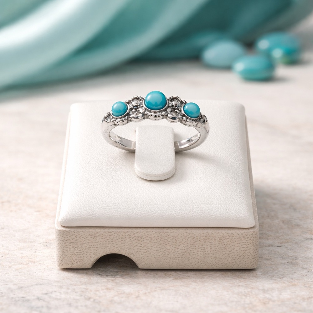 *NEW* Silver Plated Synthetic Turquoise Ring